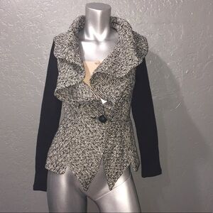 Double Zero ribbed sleeve one button jacket